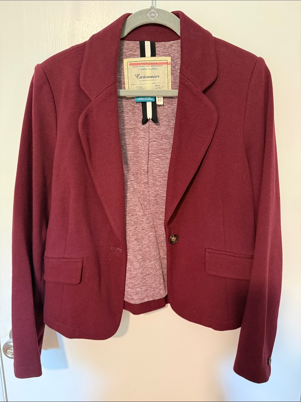Cartonnier Tailored Burgundy Single-Button Blazer